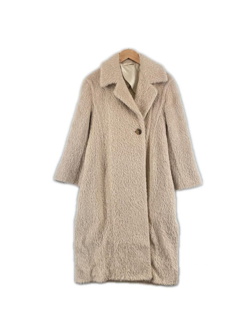 Celine Coat Alpaca Pink Beige Fur Shaggy 34